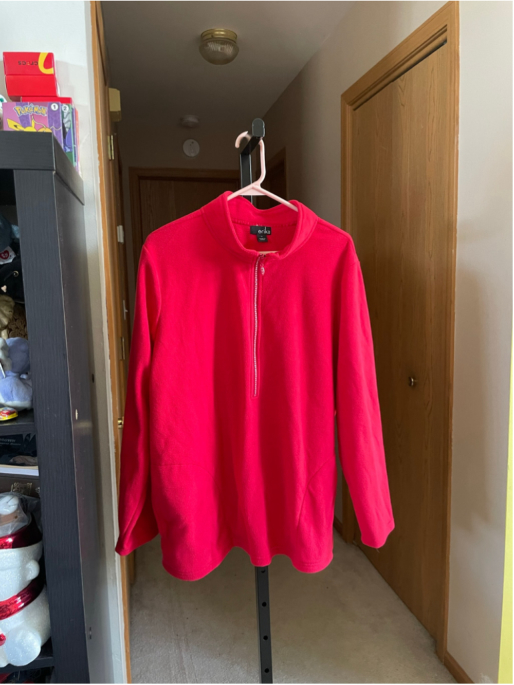 Women's Erika Red Fleece 1/4 Zip Sweatshirt 1X